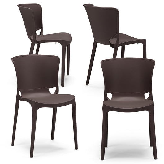 Set 4 sedie in polipropilene JUMBO, 100% MADE IN ITALY, impilabile, resistente ai raggi UV, design moderno, ideale per sala da pranzo, cucina, sala d’attesa, bar, ristoranti o giardino, colore Marrone