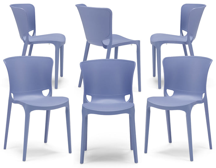 Set 6 sedie in polipropilene JUMBO, 100% MADE IN ITALY, impilabile, resistente ai raggi UV, design moderno, ideale per sala da pranzo, cucina, sala d’attesa, bar, ristoranti o giardino, colore Carta da Zucchero