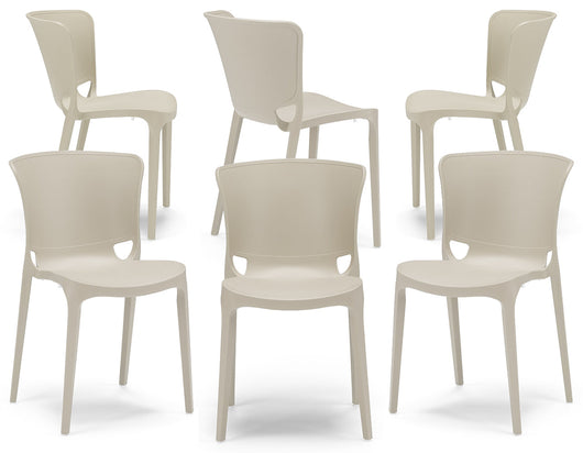 Set 6 sedie in polipropilene JUMBO, 100% MADE IN ITALY, impilabile, resistente ai raggi UV, design moderno, ideale per sala da pranzo, cucina, sala d’attesa, bar, ristoranti o giardino, colore Corda