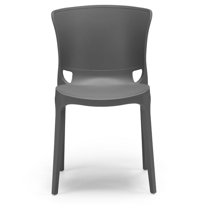 Set 6 sedie in polipropilene JUMBO, 100% MADE IN ITALY, impilabile, resistente ai raggi UV, design moderno, ideale per sala da pranzo, cucina, sala d’attesa, bar, ristoranti o giardino, colore Grigio