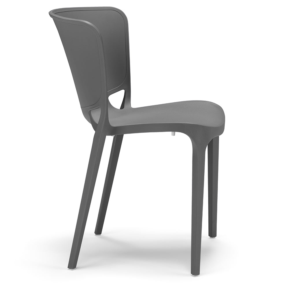 Set 6 sedie in polipropilene JUMBO, 100% MADE IN ITALY, impilabile, resistente ai raggi UV, design moderno, ideale per sala da pranzo, cucina, sala d’attesa, bar, ristoranti o giardino, colore Grigio