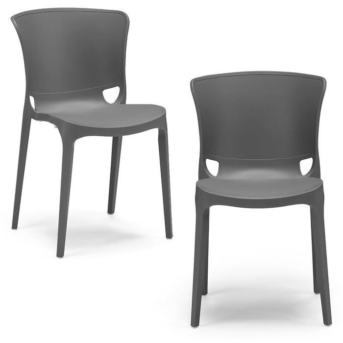 Set 2 sedie in polipropilene JUMBO, 100% MADE IN ITALY, impilabile, resistente ai raggi UV, design moderno, ideale per sala da pranzo, cucina, sala d’attesa, bar, ristoranti o giardino, colore Grigio
