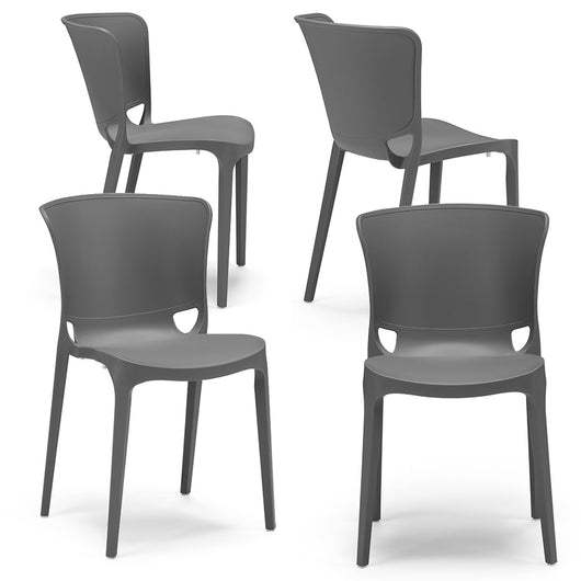 Set 4 sedie in polipropilene JUMBO, 100% MADE IN ITALY, impilabile, resistente ai raggi UV, design moderno, ideale per sala da pranzo, cucina, sala d’attesa, bar, ristoranti o giardino, colore Grigio