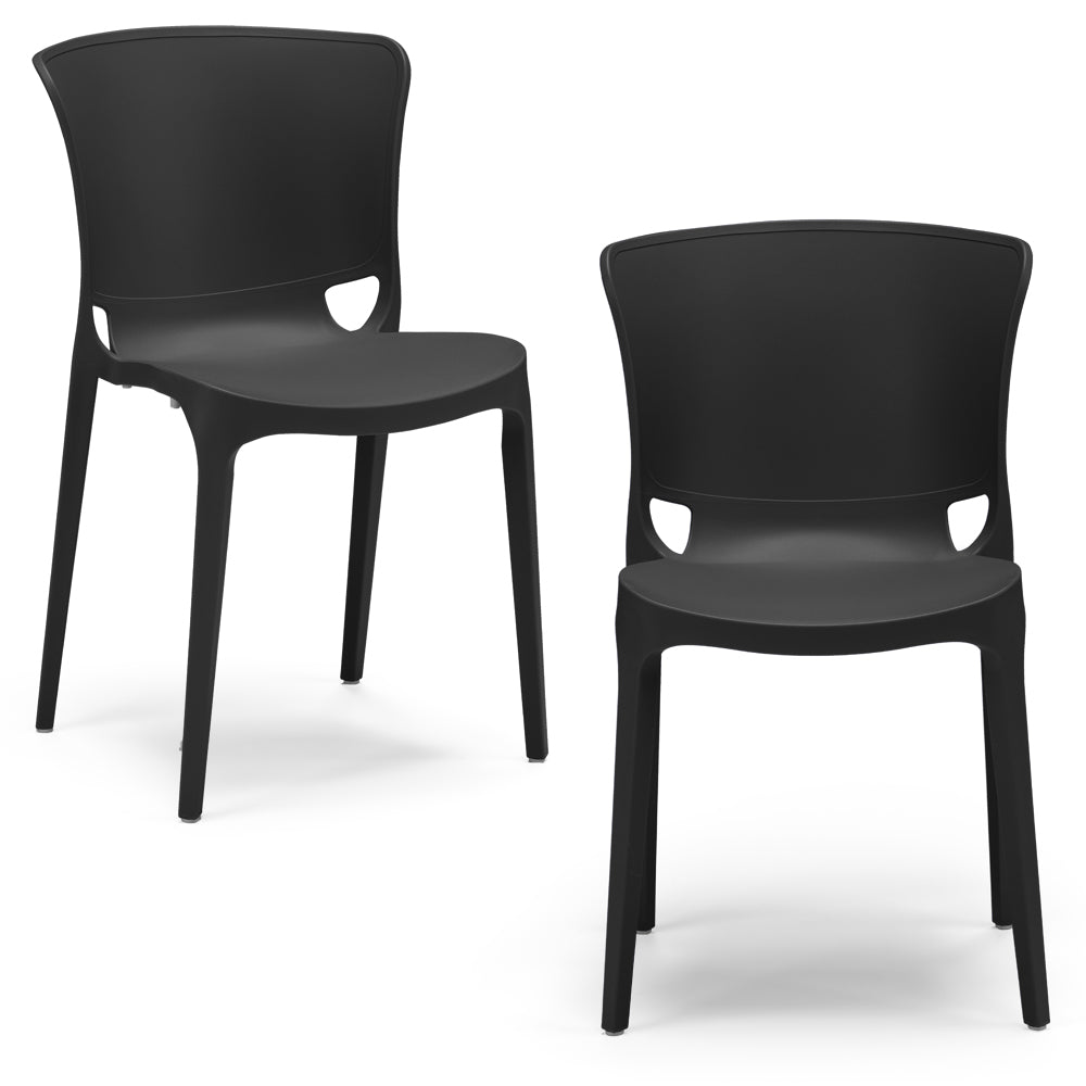 Set 2 sedie in polipropilene JUMBO, 100% MADE IN ITALY, impilabile, resistente ai raggi UV, design moderno, ideale per sala da pranzo, cucina, sala d’attesa, bar, ristoranti o giardino, colore Nero Grafite