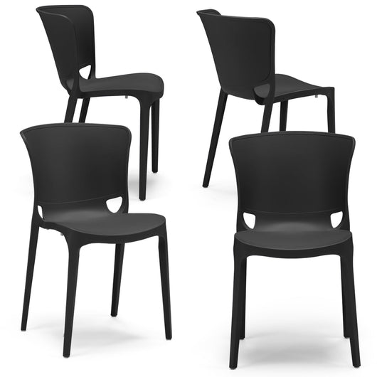 Set 4 sedie in polipropilene JUMBO, 100% MADE IN ITALY, impilabile, resistente ai raggi UV, design moderno, ideale per sala da pranzo, cucina, sala d’attesa, bar, ristoranti o giardino, colore Nero Grafite