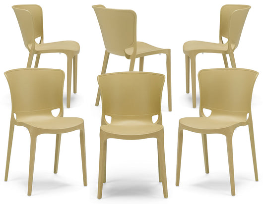 Set 6 sedie in polipropilene JUMBO, 100% MADE IN ITALY, impilabile, resistente ai raggi UV, design moderno, ideale per sala da pranzo, cucina, sala d’attesa, bar, ristoranti o giardino, colore Senape