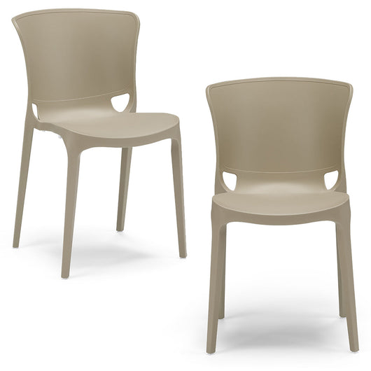 Set 2 sedie in polipropilene JUMBO, 100% MADE IN ITALY, impilabile, resistente ai raggi UV, design moderno, ideale per sala da pranzo, cucina, sala d’attesa, bar, ristoranti o giardino, colore Tortora