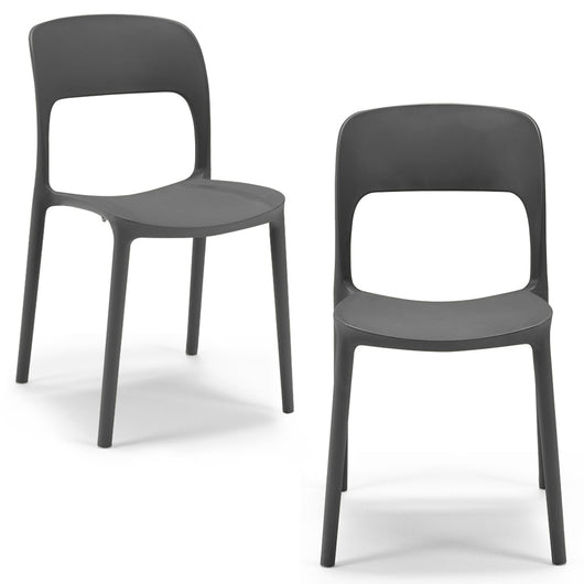 Set 2 sedie in polipropilene KATE, impilabile, resistente ai raggi UV, design moderno, ideale per sala da pranzo, cucina, sala dattesa, bar, ristoranti o da esterno, colore Tortora