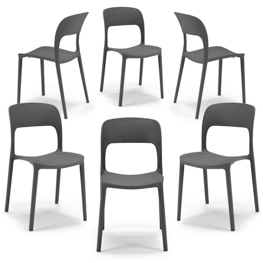 Set 6 sedie in polipropilene KATE, impilabile, resistente ai raggi UV, design moderno, ideale per sala da pranzo, cucina, sala dattesa, bar, ristoranti o da esterno, colore Tortora