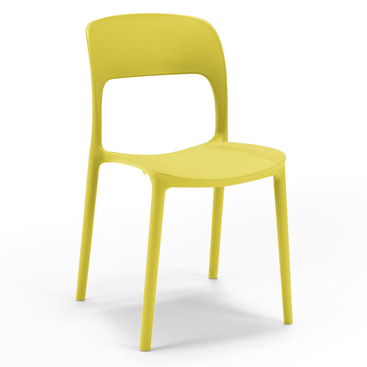 Set 4 sedie in polipropilene KATE, impilabile, resistente ai raggi UV, design moderno, ideale per sala da pranzo, cucina, sala d’attesa, bar, ristoranti o da esterno, colore Giallo Lime