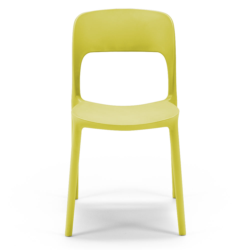 Set 6 sedie in polipropilene KATE, impilabile, resistente ai raggi UV, design moderno, ideale per sala da pranzo, cucina, sala d’attesa, bar, ristoranti o da esterno, colore Giallo Lime