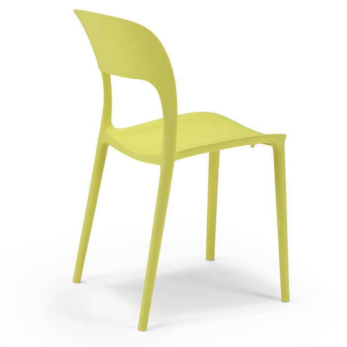 Set 6 sedie in polipropilene KATE, impilabile, resistente ai raggi UV, design moderno, ideale per sala da pranzo, cucina, sala d’attesa, bar, ristoranti o da esterno, colore Giallo Lime