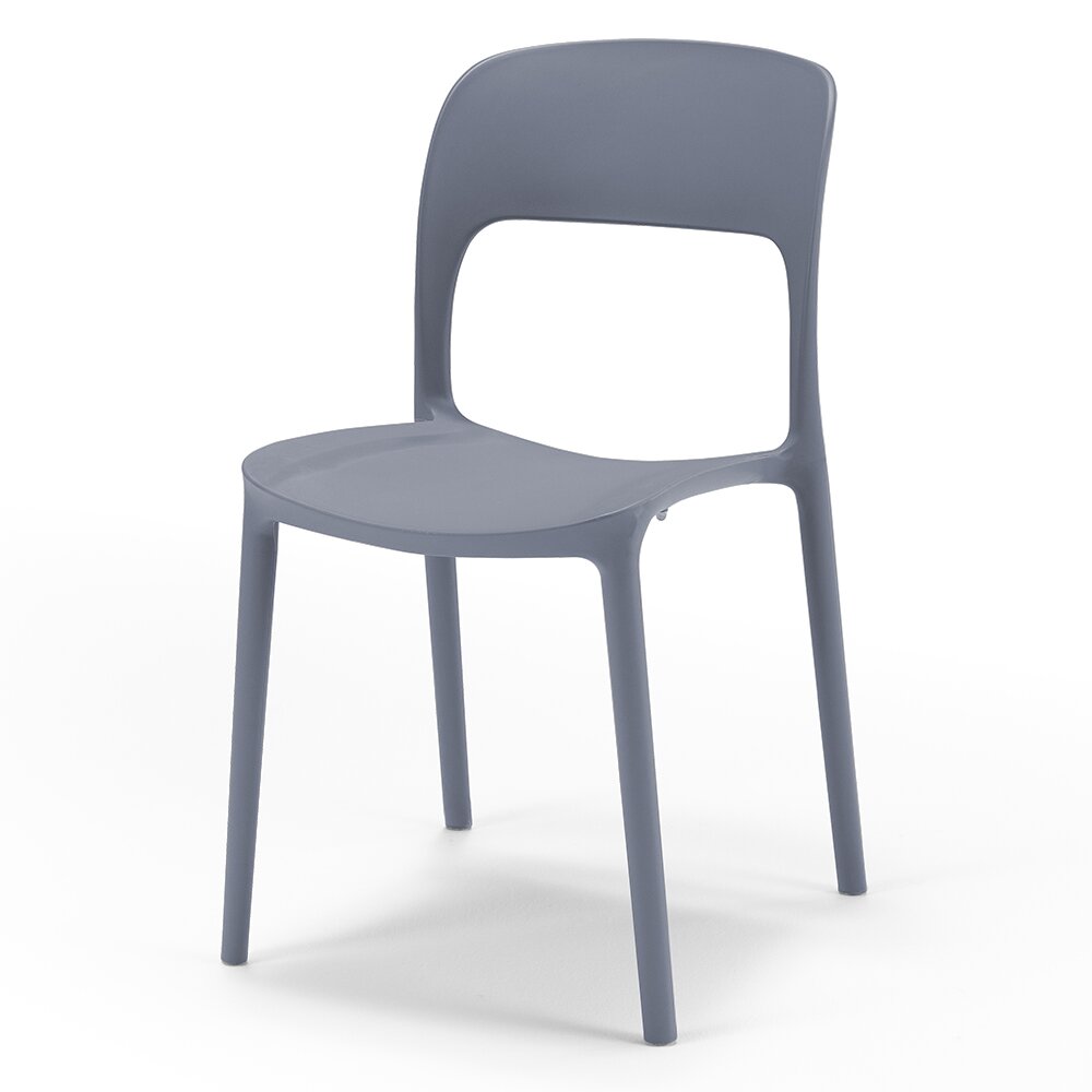 Set 2 sedie in polipropilene KATE, impilabile, resistente ai raggi UV, design moderno, ideale per sala da pranzo, cucina, sala d’attesa, bar, ristoranti o da esterno, colore Grigio Asfalto