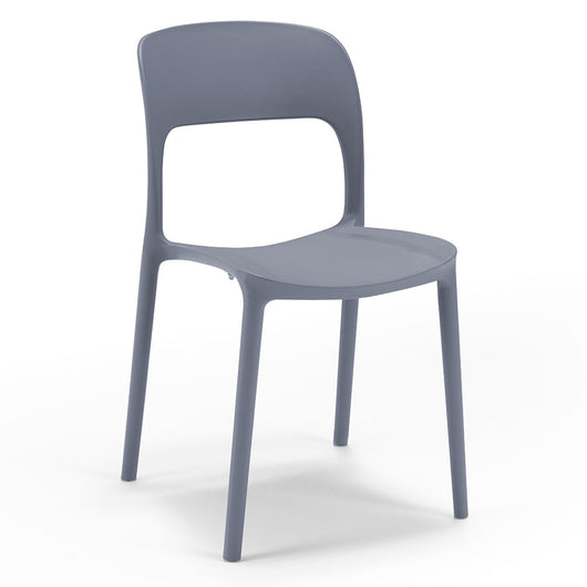 Set 6 sedie in polipropilene KATE, impilabile, resistente ai raggi UV, design moderno, ideale per sala da pranzo, cucina, sala d’attesa, bar, ristoranti o da esterno, colore Grigio Asfalto