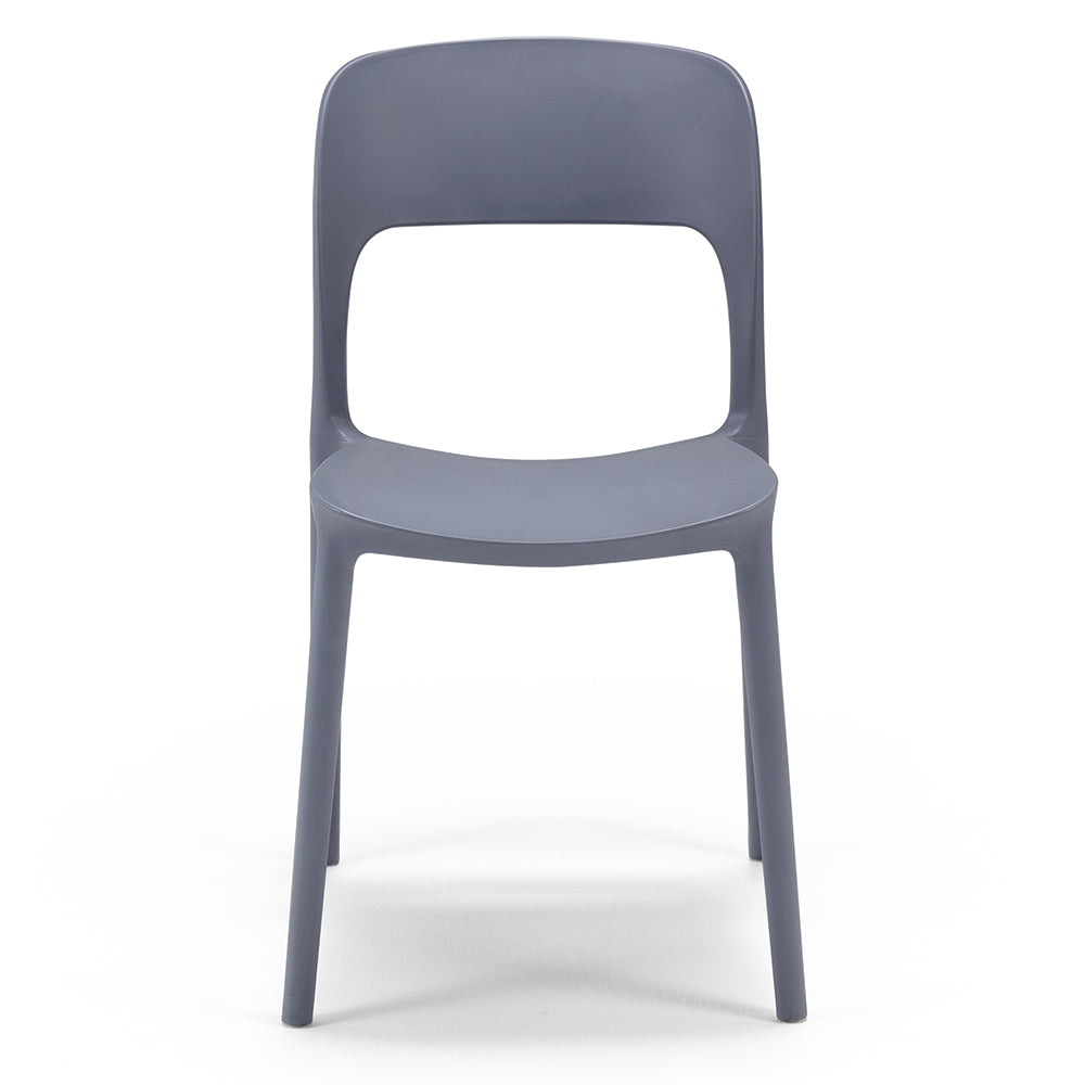 Set 4 sedie in polipropilene KATE, impilabile, resistente ai raggi UV, design moderno, ideale per sala da pranzo, cucina, sala d’attesa, bar, ristoranti o da esterno, colore Grigio Asfalto