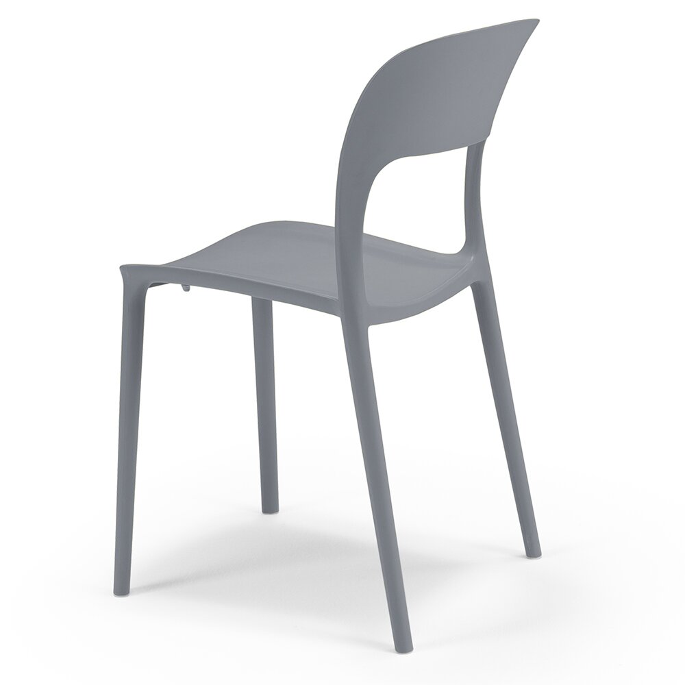 Set 6 sedie in polipropilene KATE, impilabile, resistente ai raggi UV, design moderno, ideale per sala da pranzo, cucina, sala d’attesa, bar, ristoranti o da esterno, colore Grigio Asfalto