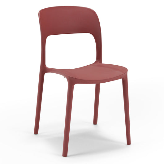 Set 6 sedie in polipropilene KATE, impilabile, idrorepellente, resistenza raggi UV, design essenziale e moderno, ideale per sala da pranzo, cucina, sala d’attesa, bar, ristoranti, veranda o giardino, colore Mattone