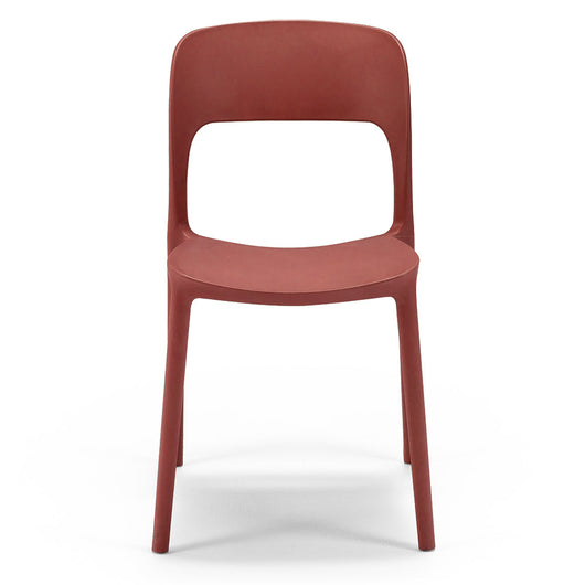 Sedia in polipropilene KATE, impilabile, idrorepellente, resistenza raggi UV, design essenziale e moderno, ideale per sala da pranzo, cucina, sala d’attesa, bar, ristoranti, veranda o giardino, colore Mattone