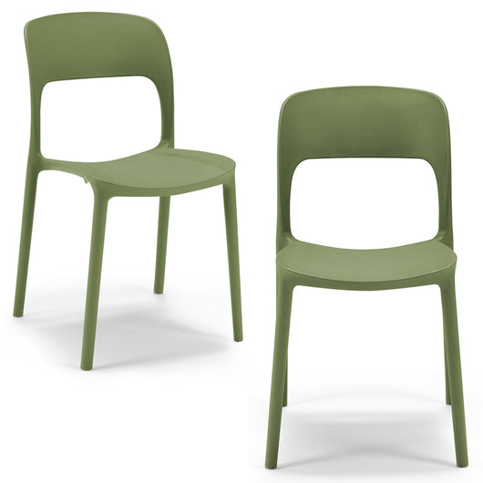 Set 2 sedie in polipropilene KATE, impilabile, resistente ai raggi UV, design moderno, ideale per sala da pranzo, cucina, sala dattesa, bar, ristoranti o da esterno, colore Tortora