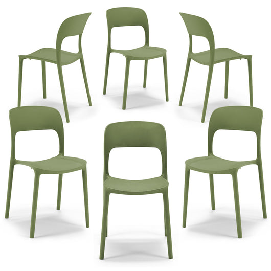 Set 6 sedie in polipropilene KATE, impilabile, resistente ai raggi UV, design moderno, ideale per sala da pranzo, cucina, sala dattesa, bar, ristoranti o da esterno, colore Tortora