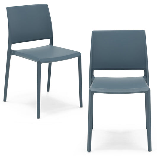 Set 2 sedie in polipropilene MEGAN, impilabile, resistente ai raggi UV, design moderno, ideale per sala da pranzo, cucina, sala d’attesa, bar, ristoranti o giardino, colore Avio