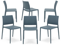 Set 6 sedie in polipropilene MEGAN, impilabile, resistente ai raggi UV, design moderno, ideale per sala da pranzo, cucina, sala d’attesa, bar, ristoranti o giardino, colore Avio