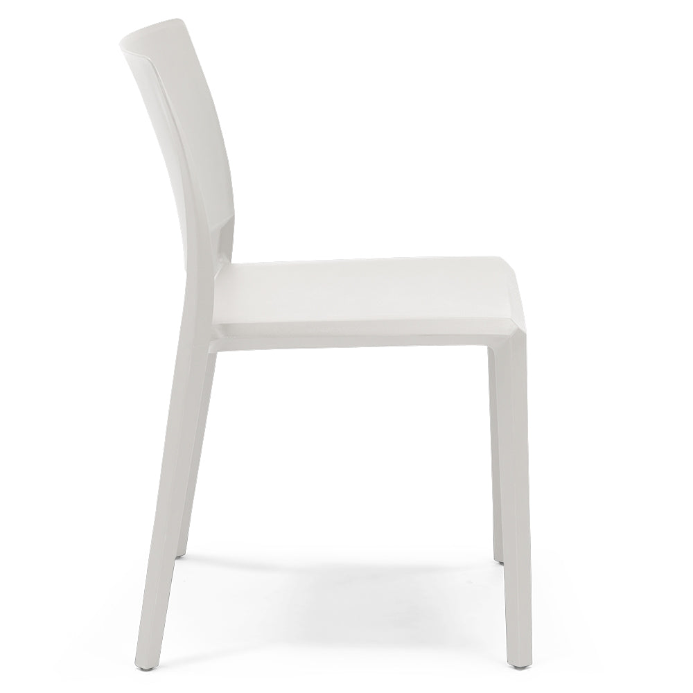 Set 2 sedie in polipropilene MEGAN, impilabile, resistente ai raggi UV, design moderno, ideale per sala da pranzo, cucina, sala d’attesa, bar, ristoranti o giardino, colore Bianco