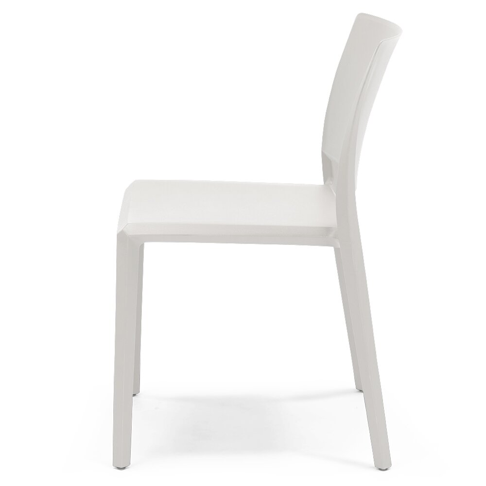 Set 2 sedie in polipropilene MEGAN, impilabile, resistente ai raggi UV, design moderno, ideale per sala da pranzo, cucina, sala d’attesa, bar, ristoranti o giardino, colore Bianco