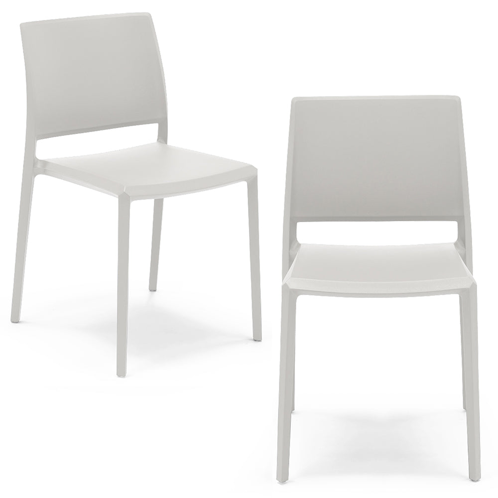 Set 2 sedie in polipropilene MEGAN, impilabile, resistente ai raggi UV, design moderno, ideale per sala da pranzo, cucina, sala d’attesa, bar, ristoranti o giardino, colore Bianco