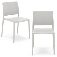 Set 2 sedie in polipropilene MEGAN, impilabile, resistente ai raggi UV, design moderno, ideale per sala da pranzo, cucina, sala d’attesa, bar, ristoranti o giardino, colore Bianco