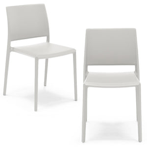 Set 2 sedie in polipropilene MEGAN, impilabile, resistente ai raggi UV, design moderno, ideale per sala da pranzo, cucina, sala d’attesa, bar, ristoranti o giardino, colore Bianco