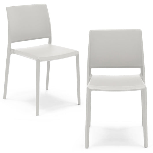 Set 2 sedie in polipropilene MEGAN, impilabile, resistente ai raggi UV, design moderno, ideale per sala da pranzo, cucina, sala d’attesa, bar, ristoranti o giardino, colore Bianco