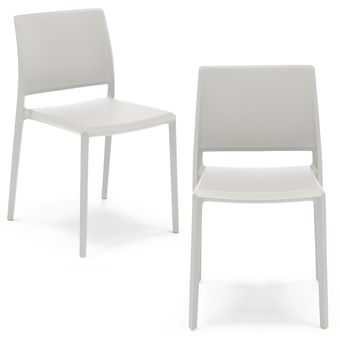 Set 2 sedie in polipropilene MEGAN, impilabile, resistente ai raggi UV, design moderno, ideale per sala da pranzo, cucina, sala d’attesa, bar, ristoranti o giardino, colore Bianco
