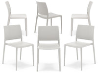 Set 6 sedie in polipropilene MEGAN, impilabile, resistente ai raggi UV, design moderno, ideale per sala da pranzo, cucina, sala d’attesa, bar, ristoranti o giardino, colore Bianco