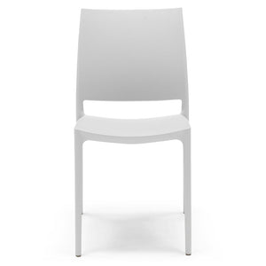 Sedia in polipropilene MOON impilabile resistente ai raggi UV design moderno ideale per sala da pranzo, cucina, giardino, bar colore Bianco