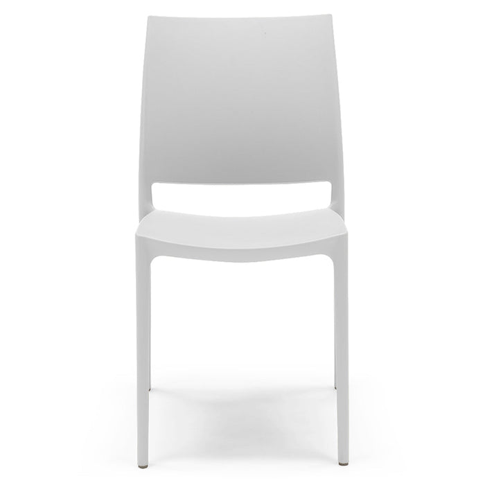 Sedia in polipropilene MOON impilabile resistente ai raggi UV design moderno ideale per sala da pranzo, cucina, giardino, bar colore Bianco