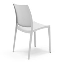 Set 4 sedie in polipropilene MOON impilabile resistente ai raggi UV design moderno ideale per sala da pranzo, cucina, giardino, bar, colore Bianco