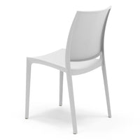Set 4 sedie in polipropilene MOON impilabile resistente ai raggi UV design moderno ideale per sala da pranzo, cucina, giardino, bar, colore Bianco