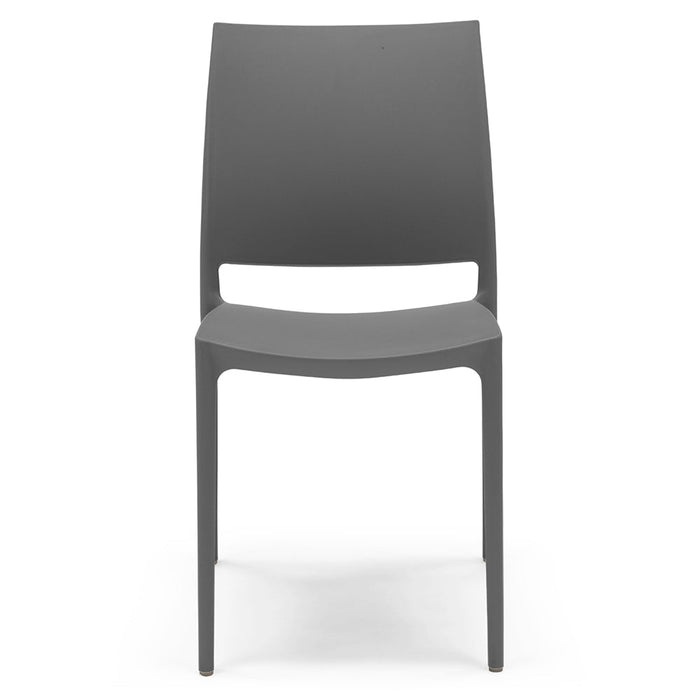 Set 2 sedie in polipropilene MOON impilabile resistente ai raggi UV design moderno ideale per sala da pranzo, cucina, giardino, bar, colore Grigio Metal