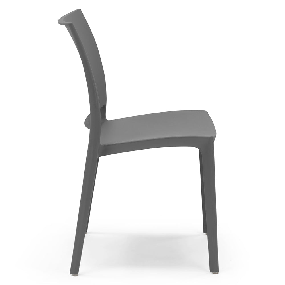 Set 2 sedie in polipropilene MOON impilabile resistente ai raggi UV design moderno ideale per sala da pranzo, cucina, giardino, bar, colore Grigio Metal