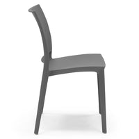 Set 2 sedie in polipropilene MOON impilabile resistente ai raggi UV design moderno ideale per sala da pranzo, cucina, giardino, bar, colore Grigio Metal