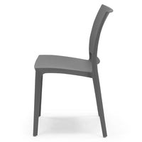 Set 2 sedie in polipropilene MOON impilabile resistente ai raggi UV design moderno ideale per sala da pranzo, cucina, giardino, bar, colore Grigio Metal