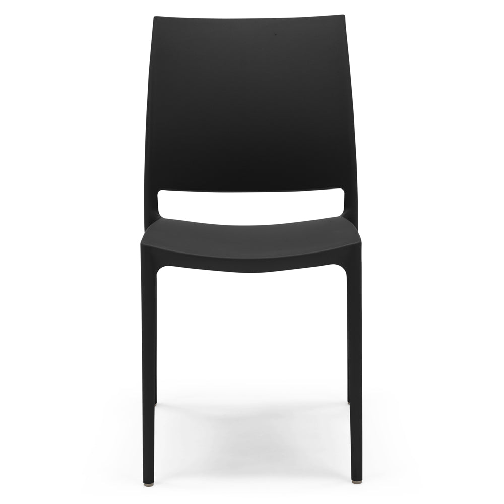 Sedia in polipropilene MOON impilabile resistente ai raggi UV design moderno per sala da pranzo, cucina, sala d’attesa, bar, ristoranti o da esterno, colore Nero Grafite