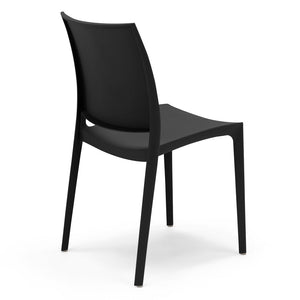 Sedia in polipropilene MOON impilabile resistente ai raggi UV design moderno per sala da pranzo, cucina, sala d’attesa, bar, ristoranti o da esterno, colore Nero Grafite