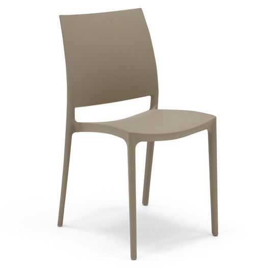 Set 2 sedie in polipropilene MOON impilabile resistente ai raggi UV design moderno ideale per sala da pranzo, cucina, giardino, bar, colore Tortora