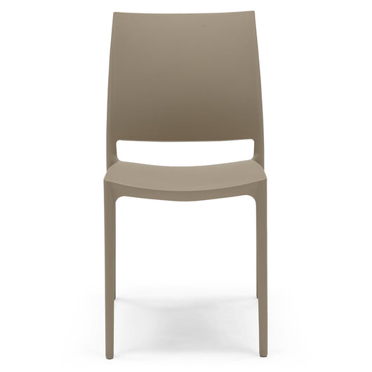 Sedia in polipropilene MOON impilabile resistente ai raggi UV design moderno ideale per sala da pranzo, cucina, giardino, bar colore Tortora