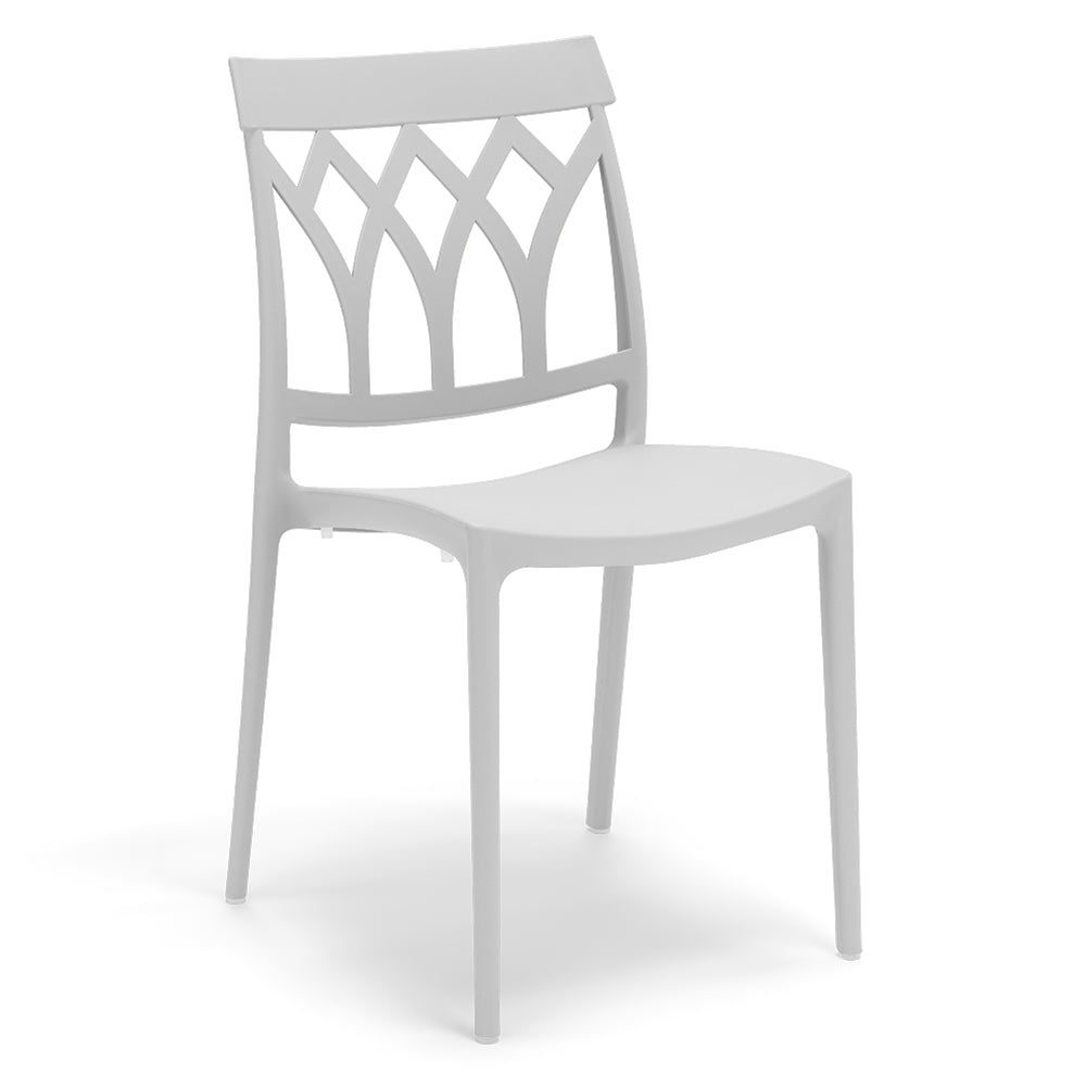 Set 6 sedie in polipropilene QUEEN, 100% MADE IN ITALY, impilabile, resistente ai raggi UV, design moderno, ideale per sala da pranzo, cucina, bar, ristoranti o giardino, colore Bianco