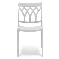 Sedia in polipropilene QUEEN, 100% MADE IN ITALY, impilabile, resistente ai raggi UV, design moderno, ideale per sala da pranzo, cucina, bar, ristoranti o giardino, colore Bianco