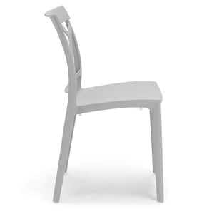 Set 6 sedie in polipropilene QUEEN, 100% MADE IN ITALY, impilabile, resistente ai raggi UV, design moderno, ideale per sala da pranzo, cucina, bar, ristoranti o giardino, colore Bianco