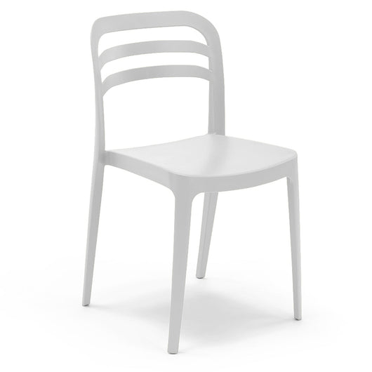 Set 6 sedie in polipropilene YVONNE, impilabile, resistente ai raggi UV, design moderno, ideale per sala da pranzo, cucina, sala d’attesa, bar, ristoranti o giardino, colore Bianco